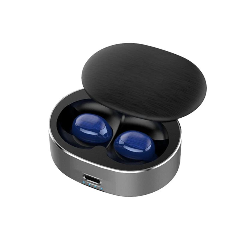 Bluetooth наушники TWS в ухо невидимые спортивные стерео беспроводные наушники с зарядным устройством - Цвет: Синий