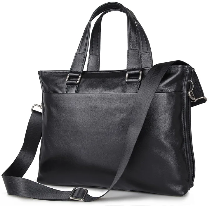 

Genuine Leather Handbag Black Briefcases Soft Cowhide Fashion Men Formal Handbags Business Bag