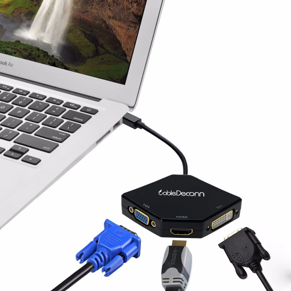 Адаптер Thunderbolt 2 hub Mini DisplayPort to HDMI VGA DVI многопортовый кабель 3 в 1 конвертер для Apple