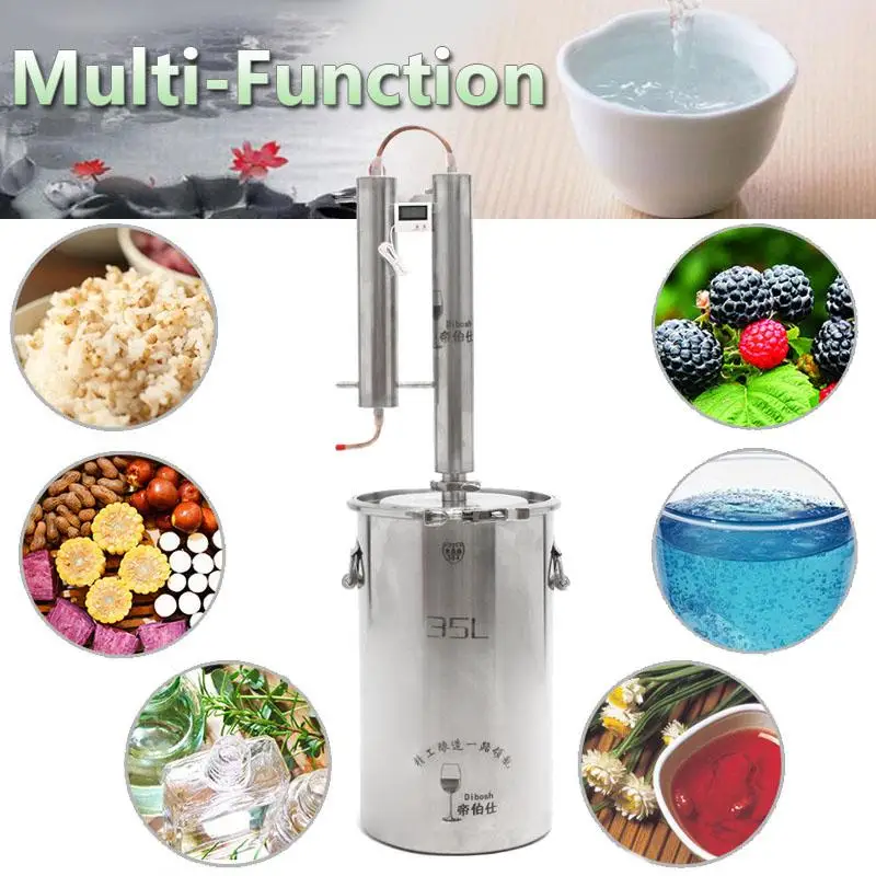  12/20/35L Distiller Stainless Steel Moonshine Alcohol Wine Beer Water Brewing Boiler DIY Home Kitch - 4000010358566
