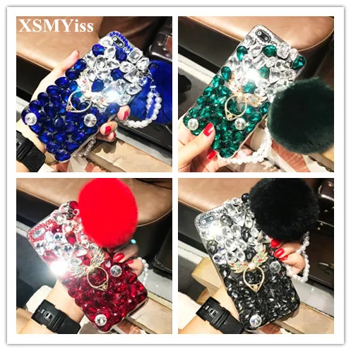 

Fashion Bling Crystal Pearl Rhinestone Clear Case Cover Transparent hard shell For Samsung S10 S9 S8 Plus S7 Note9 Note8 Note5