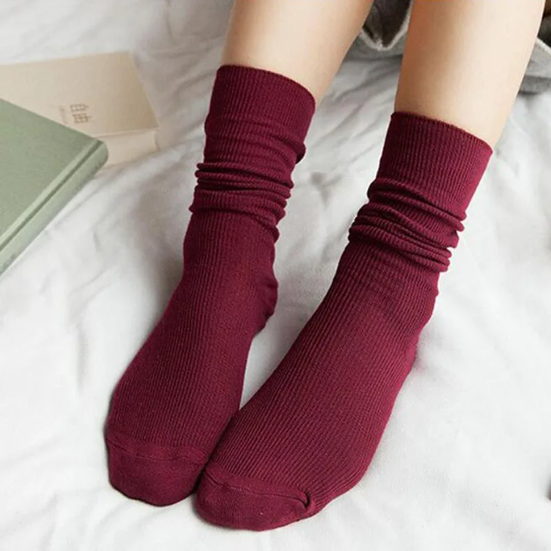 

Women's Pile Soft Fashion Long tube Sock autumn and winter cotton thin Solid color etro Sensual boots Long socks