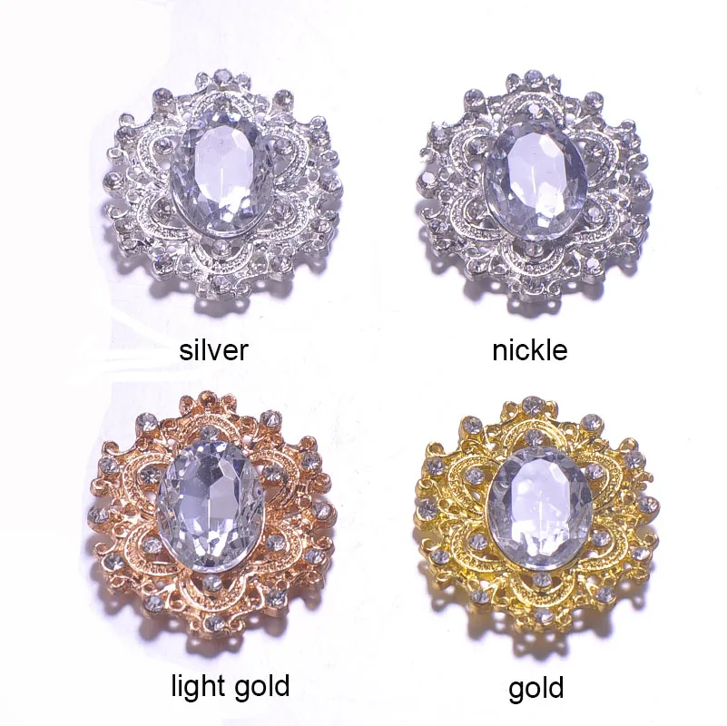 

(L0466) 20pcs/lot, 30mmx34mm, rhinestone button,elegant look,silver or nickle or gold plating,flat back