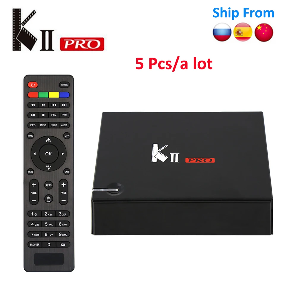 

5 Pcs MECOOL KII Pro DVB-S2 DVB-T2 Android 7.1 TV Box 2GB 16GB Amlogic S905 Bluetooth 4.0 Set Top Box Ship From Spain & Russian