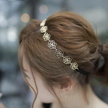Sale Women Hair Band Hollow Charming Golden Rose Flower Elastic Headband Headwear Hair Accessories Sale Women Hair Band Hollow Charming Golden Rose Flower Elastic Headband Headwear Hair Accessories