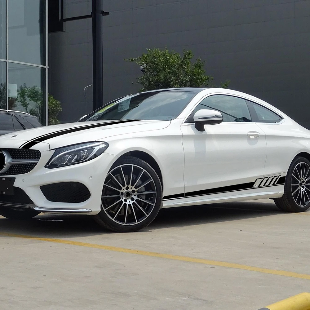 

Edition 1 Racing Side Stripes Hood Roof Rear Set Vinyl Decal Sticker for Mercedes Benz W205 C63 Coupe Sedan C200 C250 C180 AMG