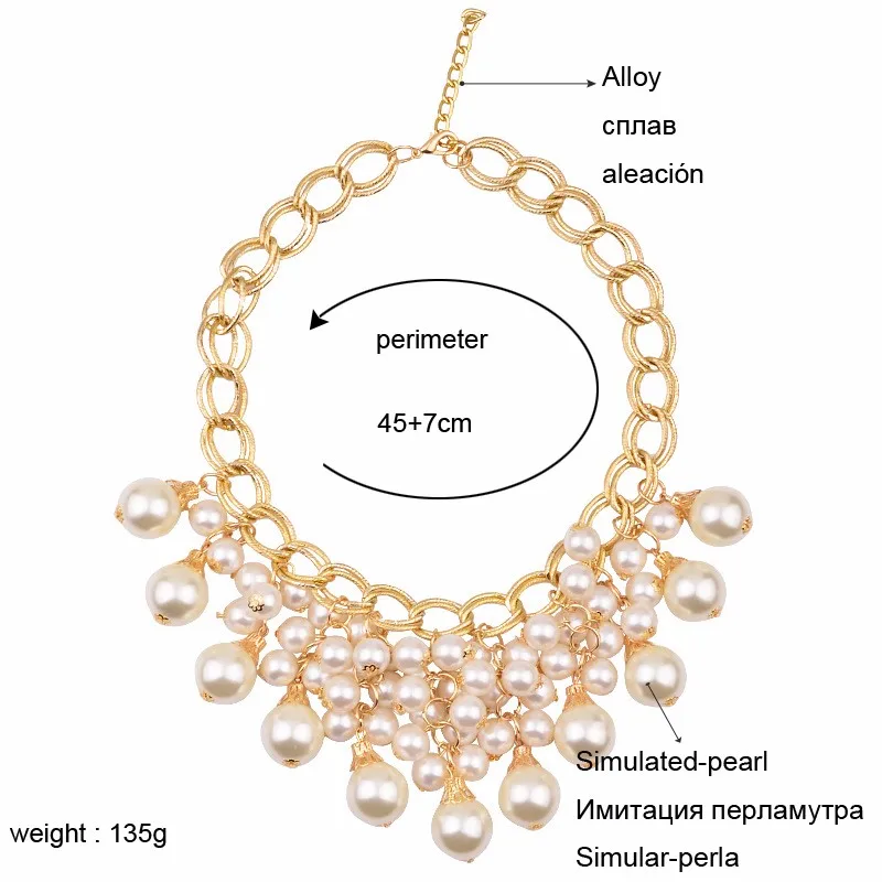 Высокое качество Мода бусы ожерелье многослойная кисточка кулон большой искусственный жемчуг ювелирные изделия Массивное колье воротник Винтаж