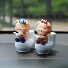 Новинка игрушка милый Туалет мультфильм свинья автомобиль игрушки на солнечной энергии куклы украшения автомобиля рабочего стола декорация Рождественский Подарок Солнечный поппетjes