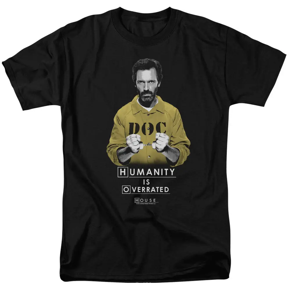 Мужская футболка с надписью House TV Show Dr. in Jail HUMANITY IS OVERRATED Повседневная унисекс всех