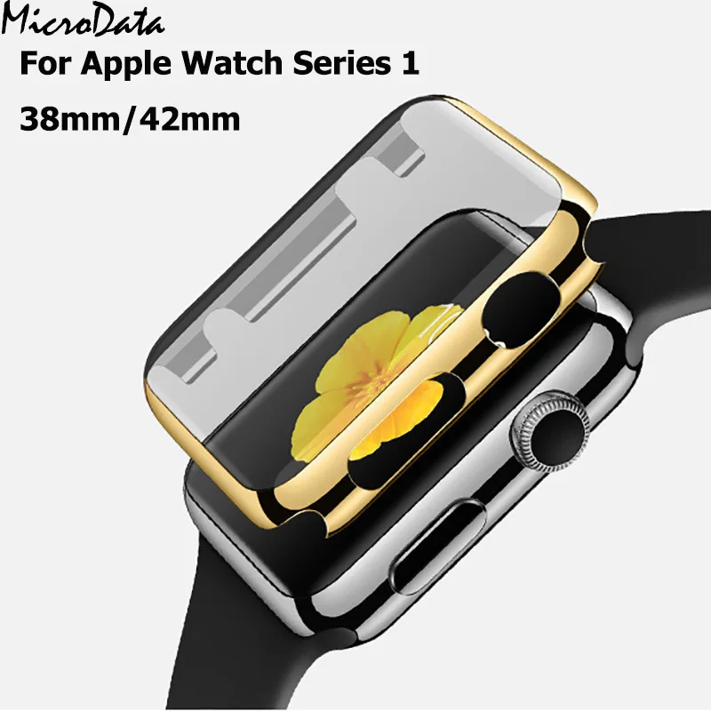 Чехол MicroData с золотым гальваническим покрытием для iWatch 1 38 мм/42 мм закаленным