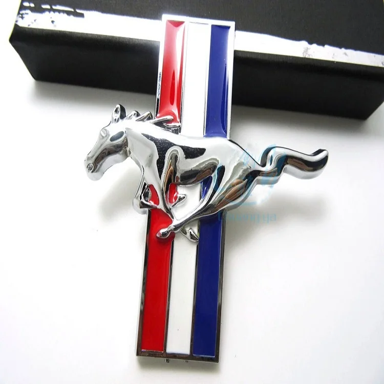 2x SuperCharged Red Mustang Logo Dash Decal Sticker Emblem Fender Badge Bumper