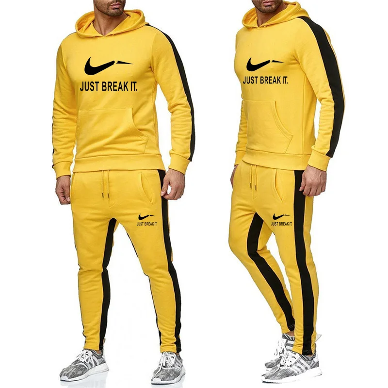 

2 pieces / set of men's sunshine print long-sleeved hooded cardigan casual outdoor sports suit sweatshirt + pants