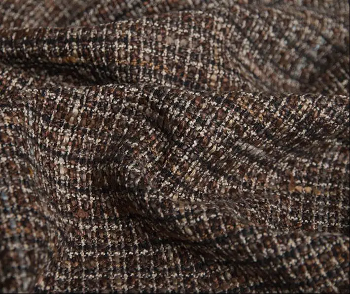 

Fashion Brown woven polyester cotton fabric coat dress tweed scrapbook printing Party satin tissu african fabric Scarf A231
