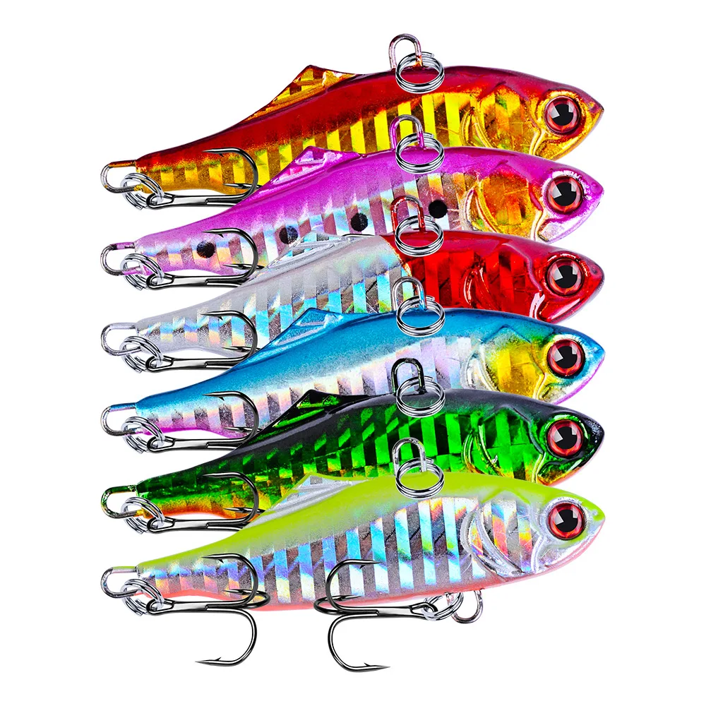 

6Pcs/Lot 23g VIB Fishing Lure 7.5cm Hard Bait Winter Ice Sea Fishing Shop Diving Swivel Jig Wobbler Lure Sinking Pesca