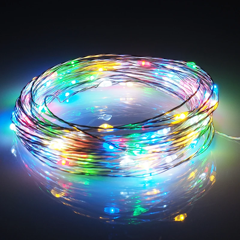 

10m LED Strip Light Battery Powered RGB Copper Silver Wire Holiday String Lighting Fairy Christmas Trees Party Home Lighting