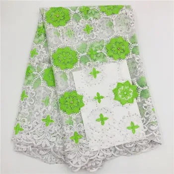 

French lace fabrics 2018 african tulle lace fabric Nigeria lace high 2018 green nigerian lace fabrics high quality RUNF5-23