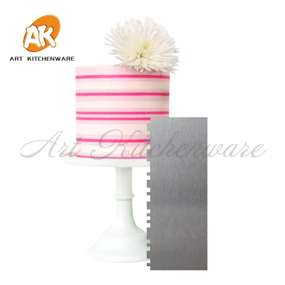  1pc Double Stripe Cake Scraper Baking Pastry Spatulas Stainless Steel Cream Scraper Fondant Cake De