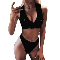 Женский сексуальный цельный костюм купальник набор сексуальный женский однотонный пуш-ап пляжный бюстгальтер с подкладкой комплект