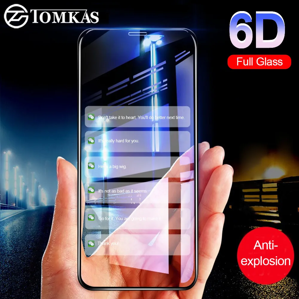 TOMKAS 6D Volle Abdeckung Gebogen Gehärtetem Glas Für iPhone X Screen Protector Für iPhone 6 6 s Pl
