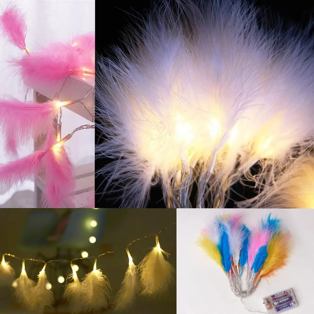 

3M 20LED Feather String Light Christmas Garlands Fairy lights Battery Flash Indoor For Party Holiday Wedding New Year 's Dec