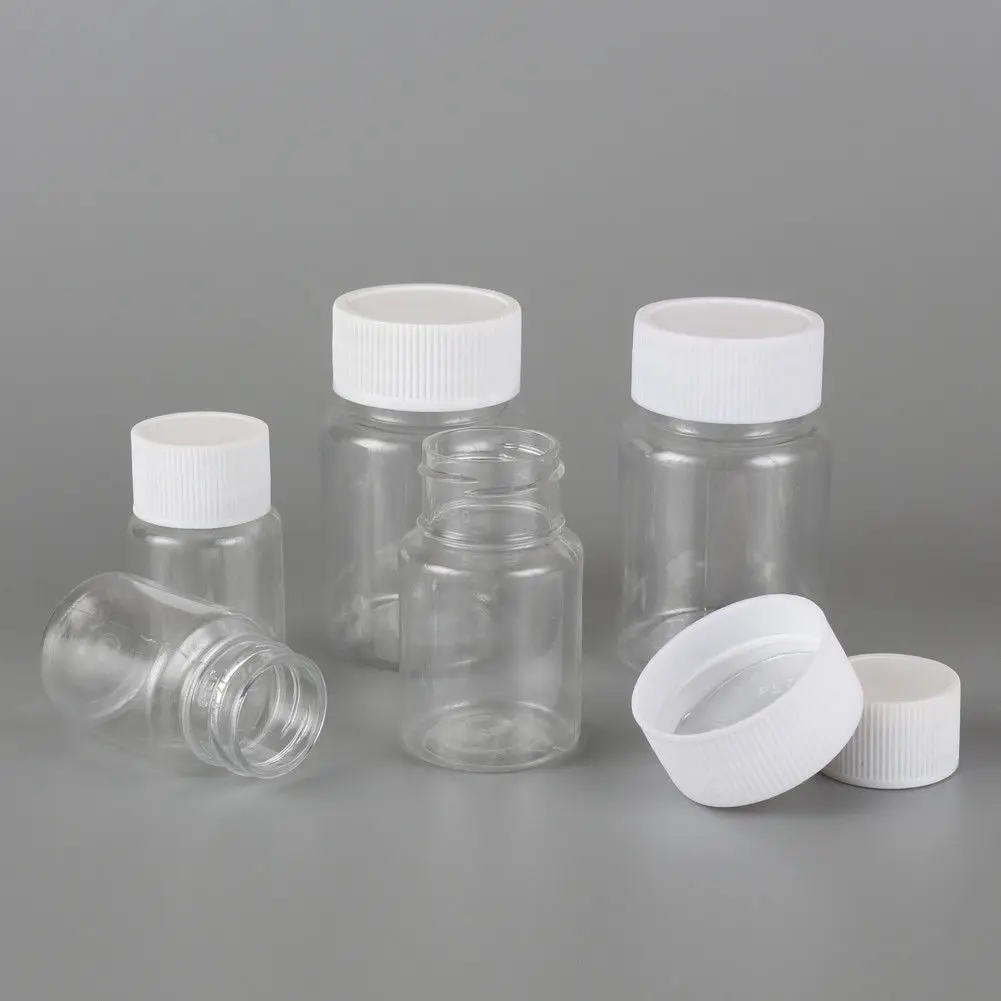 20 шт х 15 мл 20 мл 30 мл 60 мл 100 мл прозрачный ПЭТ-уплотнитель пустые пластиковые бутылки для жидкости флакон реагент контейнер для образца пластиковая крышка w прокладка