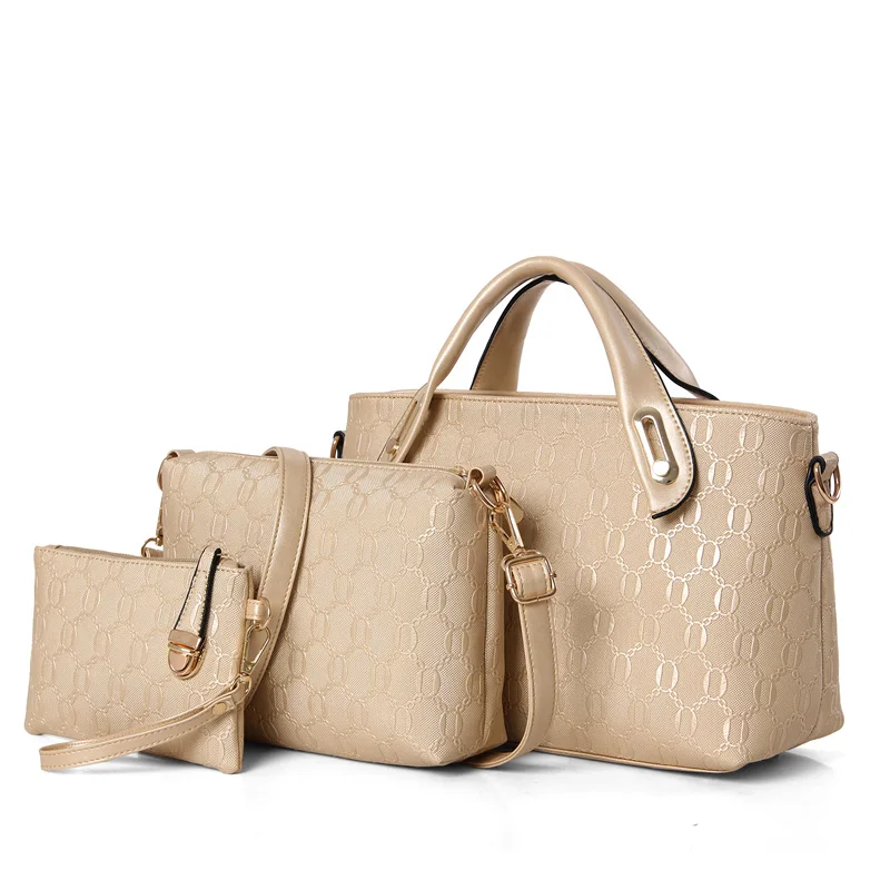 Женские сумки, женские сумочки на плечо, модные, простые, элегантные, разнообразные, комплект из 3 предметов, большой емкости, практичные, MIWIND, Новое поступление - Цвет: Gold