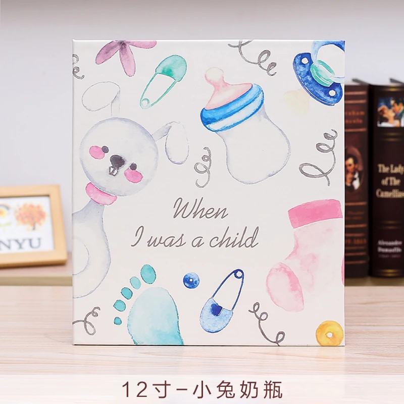 Leather cover baby infant children growth record DIY photo album 12 inch 18 inch this newborn paste type family photo album