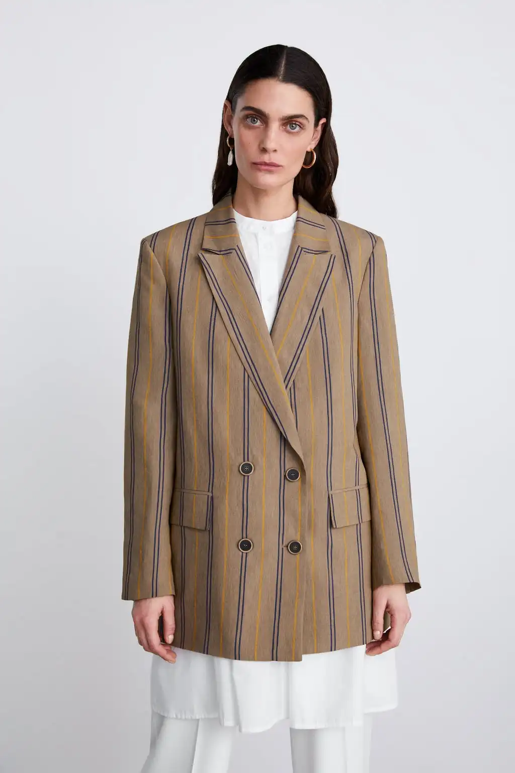 Женский Роскошный Блейзер, пальто, офисный женский костюм Куртка Блейзер, Женский однотонный Повседневный двубортный длинный рукав, уличная одежда, осеннее пальто