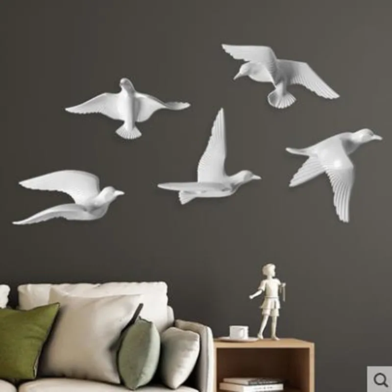 Creative modern European three-dimensional wall stickers five birds crafts home office restaurant bar decoration gifts | Дом и сад