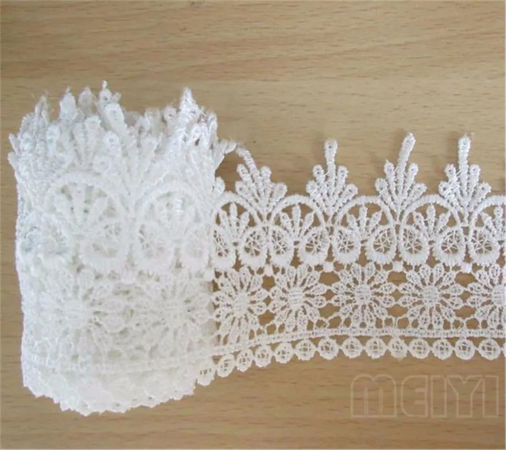 

2 Yards Embroidered Lace Edge Trim Ribbon Applique Sewing Craft Crochet Vintage Wedding Bridal Dress DIY Fabric