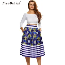 Страусиная миди юбка женская винтажная офисная макси с принтом большой подол принцесса зонтик длинная юбка saia faldas L1930
