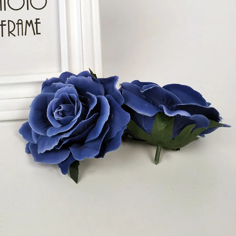 5 Pcs 10cm Rose Flower Head Silk Artificial Flowers For Wedding DIY Cap Decorative Wreath Fake Flowers Photography Props