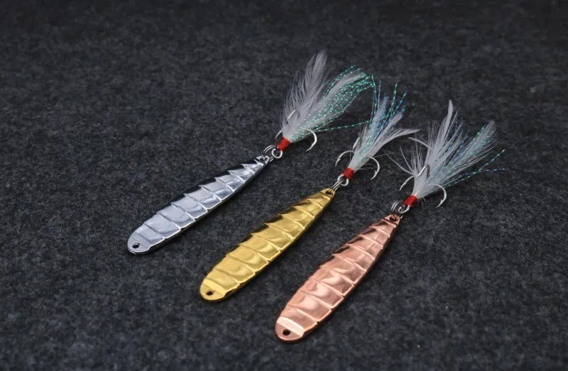12g Metal Sequins Fishing Lure Spinner Spoon Noise Paillette Hard Baits with Feather Treble Hook Pesca
