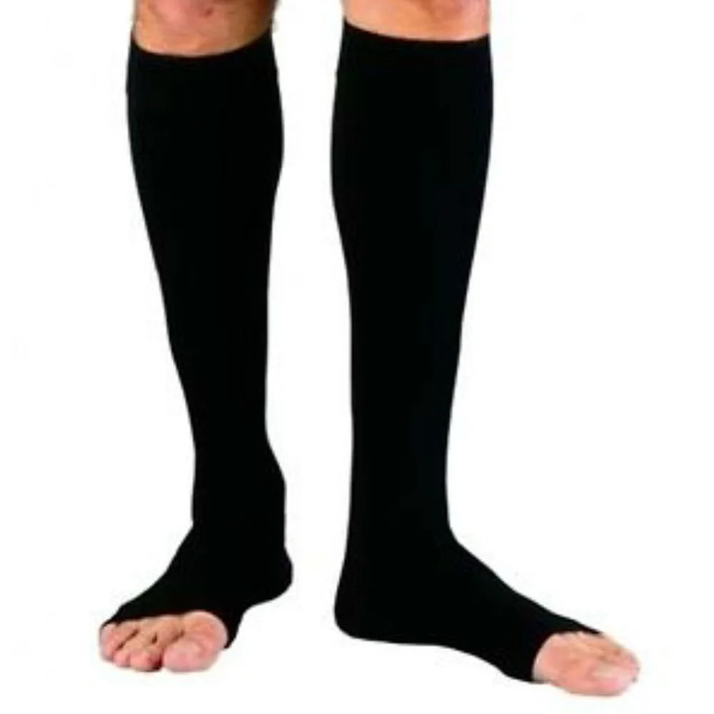 

Zipper Compression Zip Leg Support Knee Stockings Sox Open Toe S/M/XL