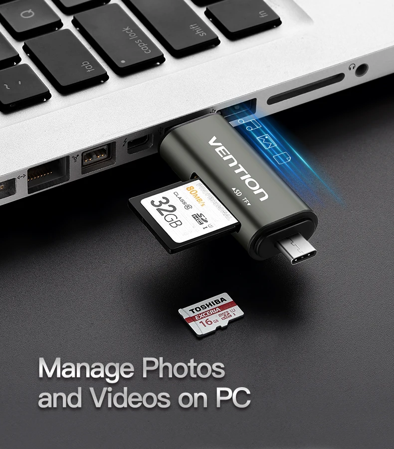 Vention Micro SD кард-ридер адаптер type C Micro USB SD карта памяти адаптер для MacBook ноутбука USB 3,0 SD/TF OTG кард-ридер