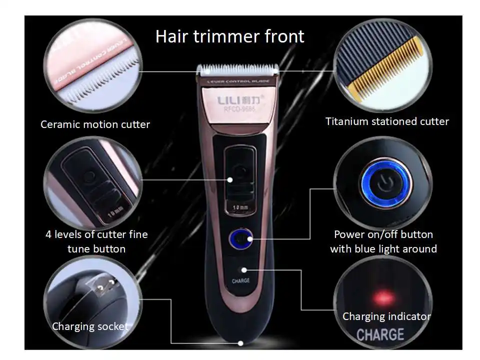 LILI профессиональная электрическая машинка для стрижки волос перезаряжаемая машинка для стрижки волос Машинка для стрижки бороды тример RFCD-9666