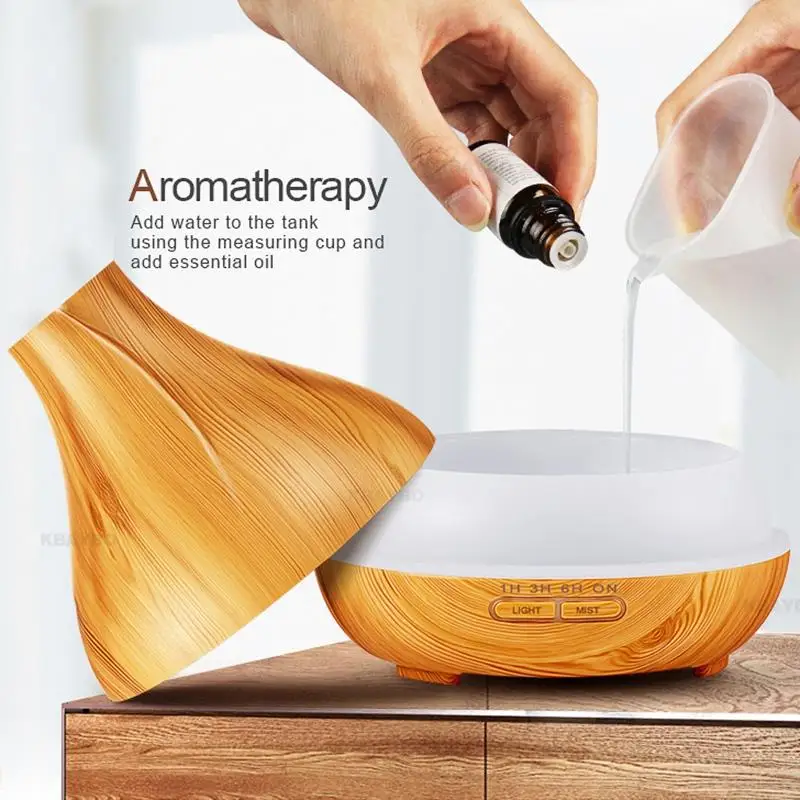 

300Ml Aroma Essential Oil Diffuser Ultrasonic Air Humidifier Remote Control With Wood Grain Aromatherapy Diffuser Led Lamp For