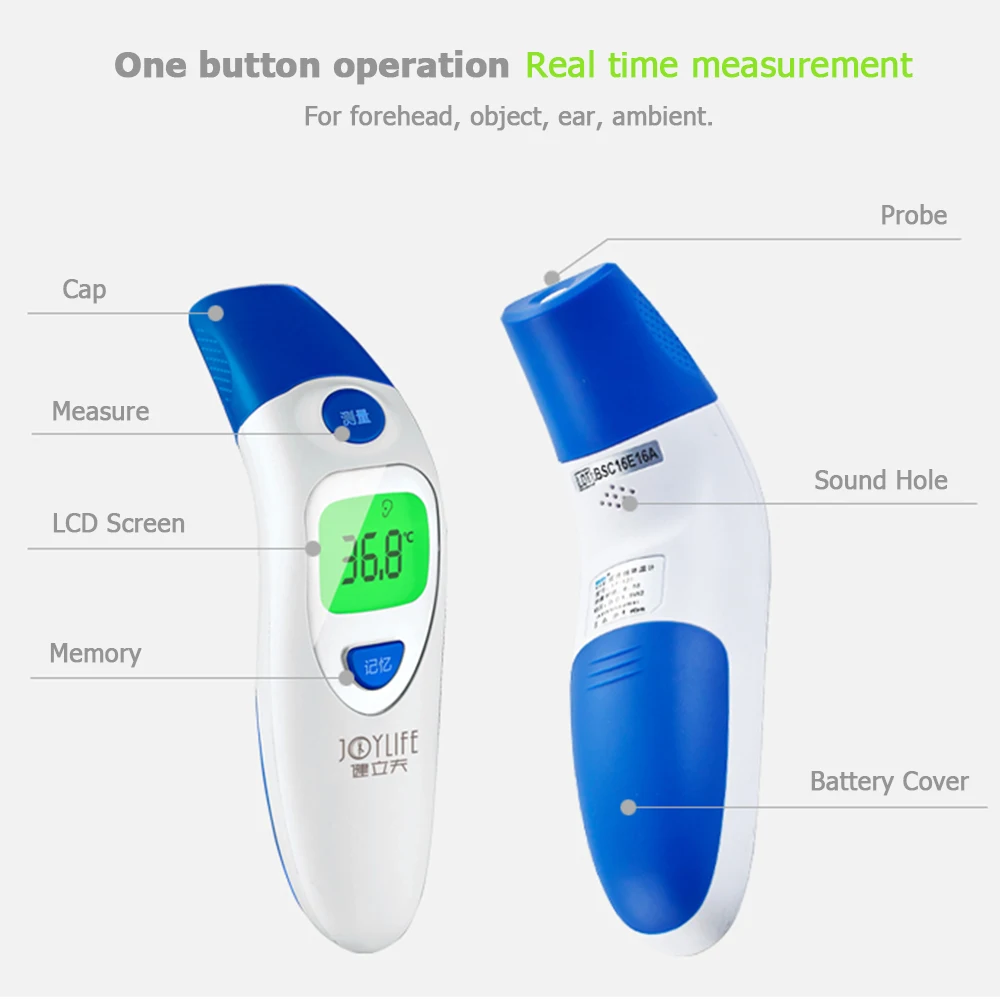 Инфракрасный лоб и ушной термометр двойной режим ЖК цифровой для измерения температуры тела для детей взрослых функция сигнализации здоровье и уход