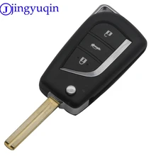 jingyuqin 3 Button Remote Flip Car Key Shell Case For Toyota 2014 RAV4 Levin Camry Reiz Highlander Corolla Toy48 Toy43 With Logo