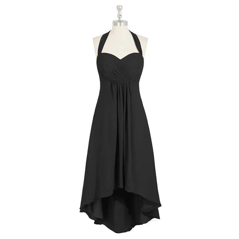 Irregular and elegant long sleeveless hanging neck prom dressin Prom