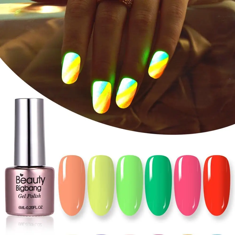 

Beautybigbang 12 Colors Glow In Dark Nail Gel Neon Nail Gel Polish Fluorescent Color Nail Art Gel Polish Poly Gel Noctilucent