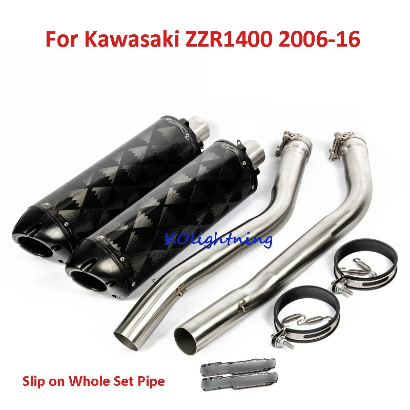 

For ZZR1400 Motor Full Exhaust System Slip on Connect Middle Pipe Two Brothers Exhaust Pipe For Kawasaki ZZR1400 2006-16