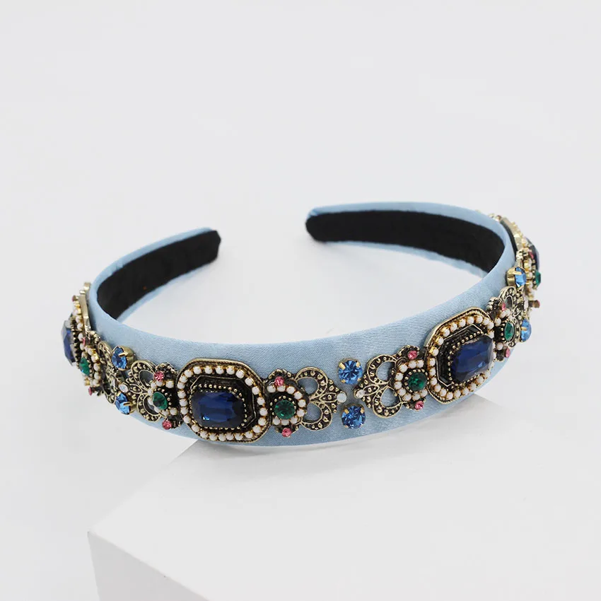 New European and American Baroque fashion personality hair pearl particles rhinestones wild travel headband 957