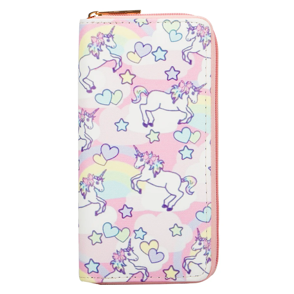 

Sansarya 2018 Colorful Unicorn Bag Star Heart Girls Pink Long Women Wallet Card Holder Clutch Laides Wallet Zipper Female Purse