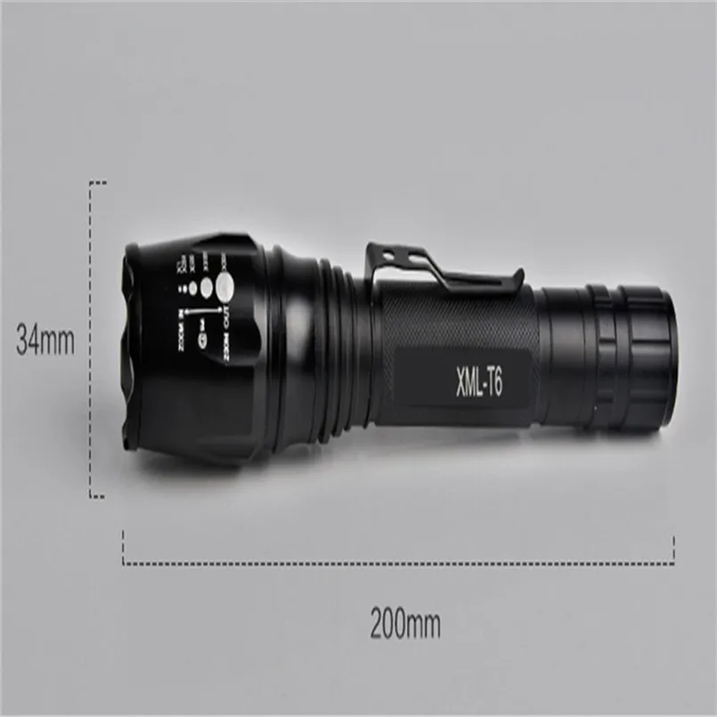 Portable Zoomable 5-Mode T6 LED Flashlight Torch actical Police Flashlight Outdoor Camping Light bike Light #3M04 (6)