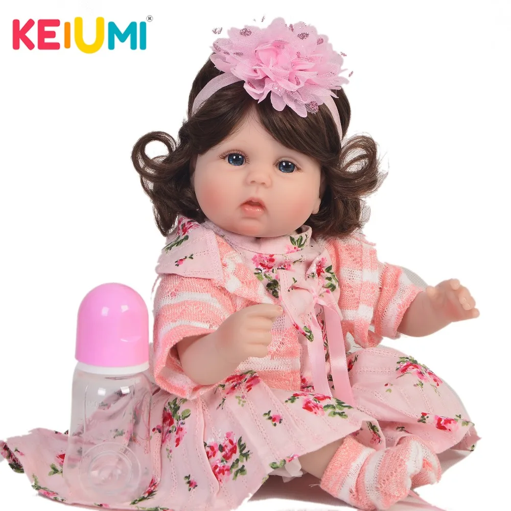 

KEIUMI 17 Inch Lovely Reborn Girl Doll Soft Silicone 42 cm Cotton Body Realistic Baby Toy Cute Doll For Kids Christmas Gifts