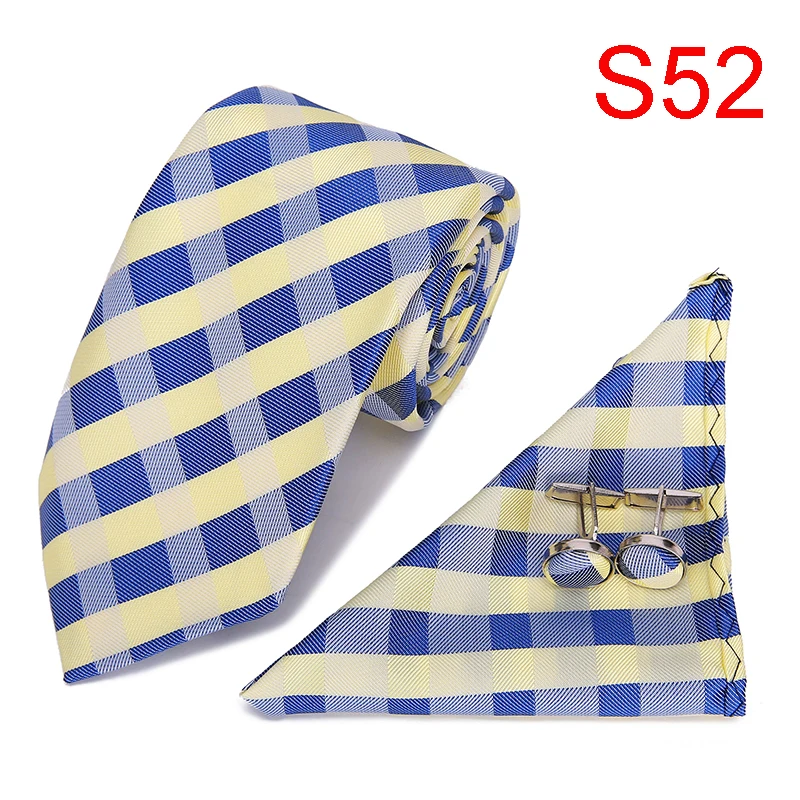 

2019 Present For Men Navy Yellow Jacquard Woven For Men Ties Designers Fashion hanky Casual Dress Ties for men