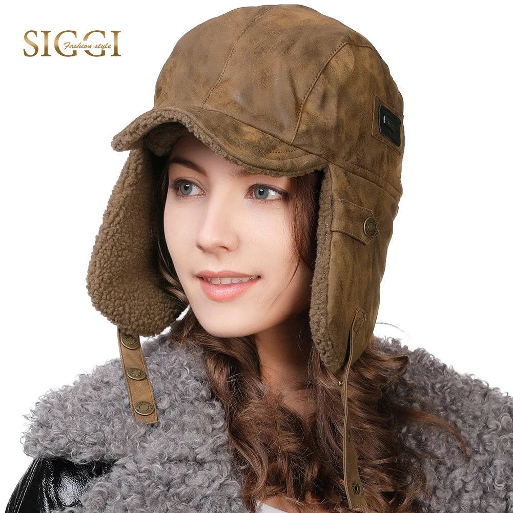 Baratos FANCET invierno viscosa cálido Unisex Bomber sombreros para hombres y mujeres sólido oído solapa polar Ushanka moda suave Bonnet Rusia sombreros 99708