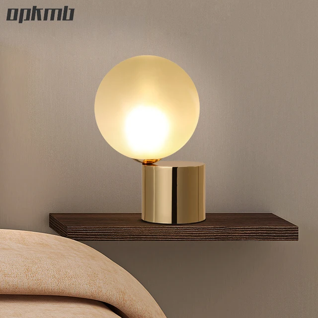 Nordic minimalist glass table lamp modern bedroom bedside light metal