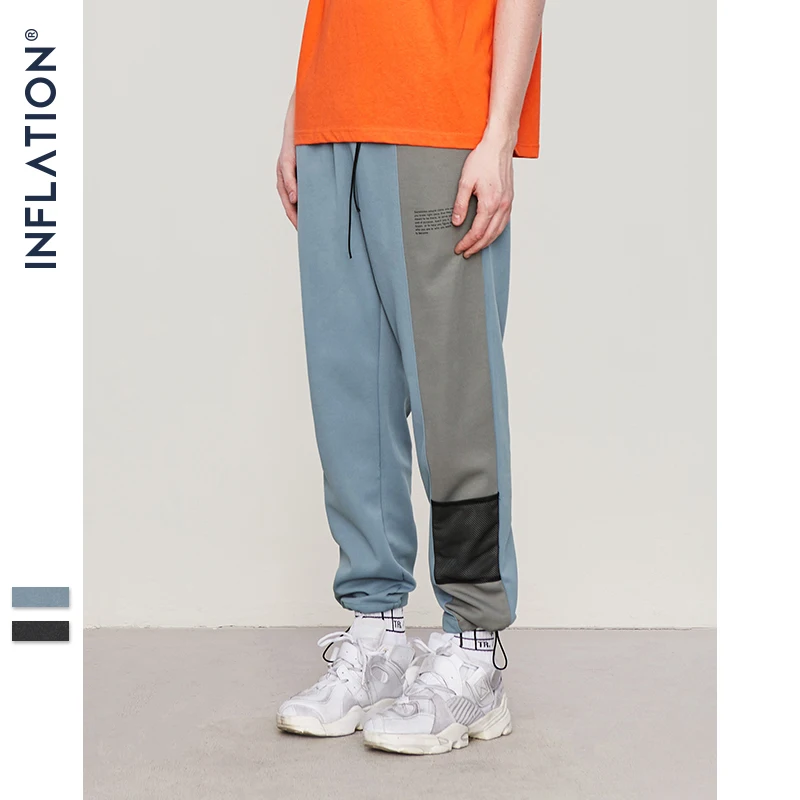 

INFLATION Hip Hop Pants For Men Outdoor Sport Joggers 2019 Autumn Sweatpants Side Splicing Design Elastic Waist Trousers 9372S